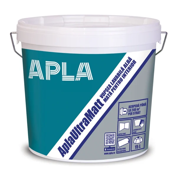 Vopsea lavabila interior, Apla Ultra Matt, alba, mata, 25 L